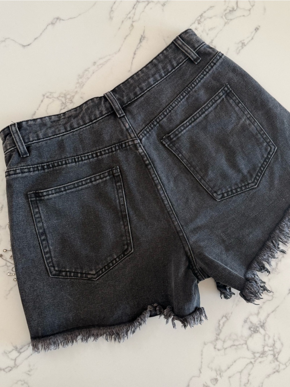 12th Tribe Love Thing Rhinestone Denim Shorts - Washed Black - Size Large - Picture 2 of 7